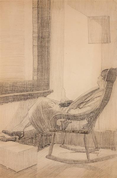 Sketch of a Woman Sitting by A Window, 1927 - Dorrit Black