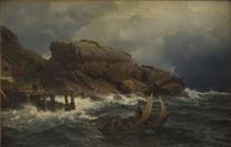 A Norwegian Seaport - Hans Fredrik Gude
