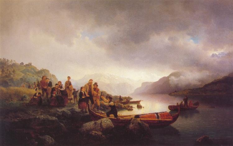 Likferd På Sognefjorden, 1853 - Hans Fredrik Gude
