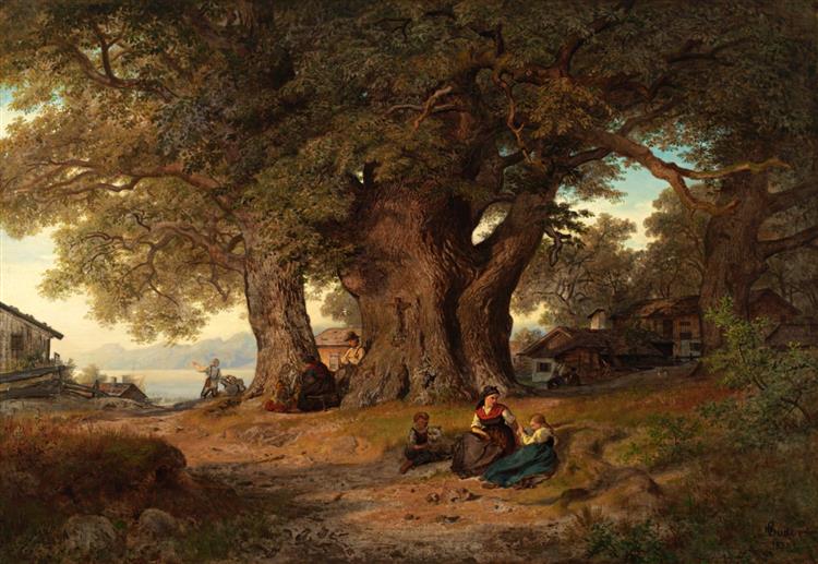 Under Eketreet, 1858 - Hans Fredrik Gude