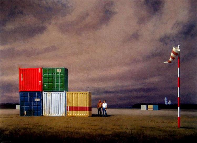 Containers at Pisa Airport, 1999 - Jeffrey Smart
