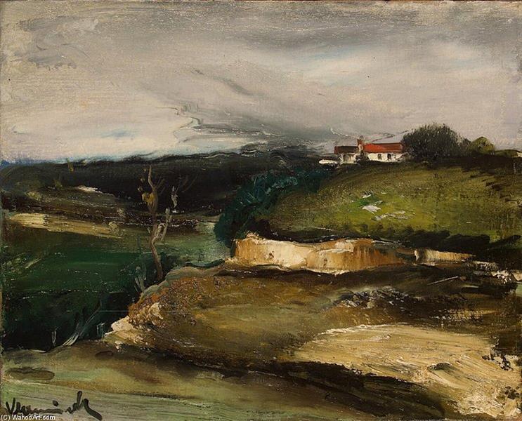 Paysage avec une maison sur la colline, 1920 - Моріс де Вламінк