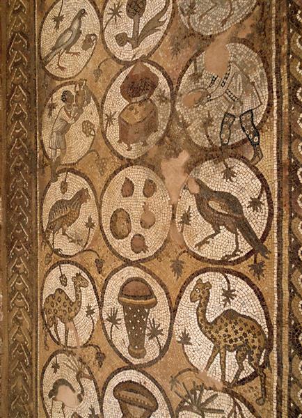 Mosaic on the Northern Aisle Floor of the Byzantine Church of Petra, c.450 - c.550 - Byzantine Mosaics