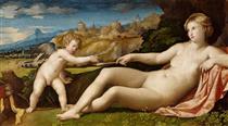 Venus and Cupid - Jacopo Palma, o Velho