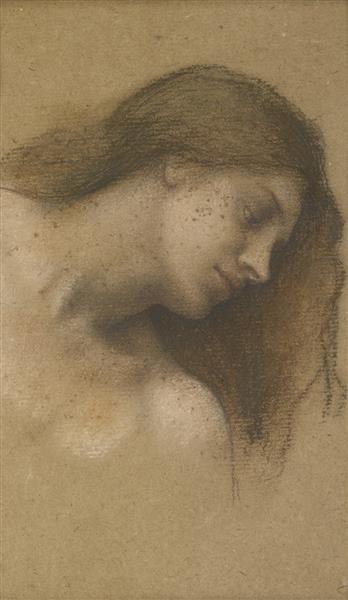 Study for One of the Female Figures in the Painting Moonbeams Dipping into the Ocean - Эвелин де Морган