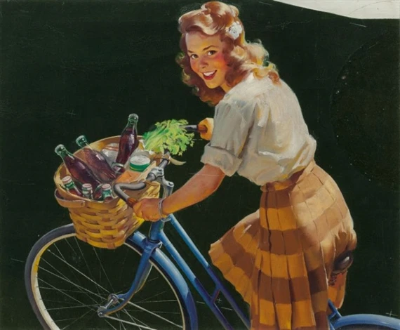 Girl Riding her Bicycle, 1944 - Haddon Sundblom