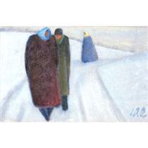Three People Walking in Winter - Werner Berg