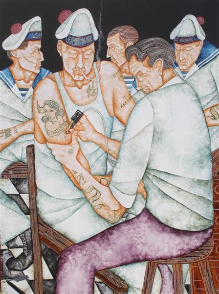 Sailors in Tattoo Parlour, 2017 - Joe Machine