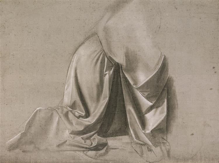 The Study of a Drapery of a Figure Kneeling, c.1472 - c.1475 - Léonard de Vinci