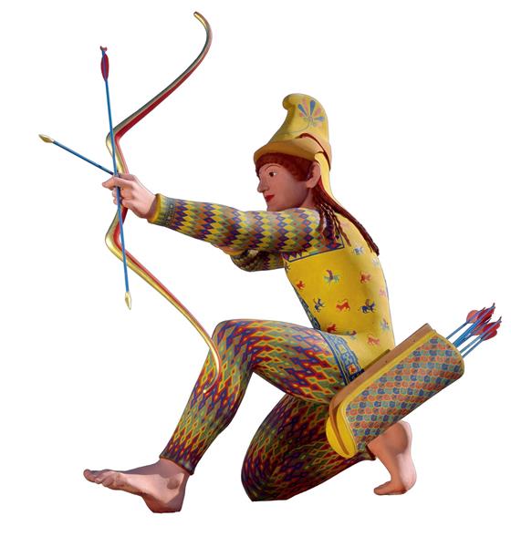A color reconstruction of the sculpture thought to be Paris, the Trojan prince who killed Achilles, c.500 BC - Ancient Greek Painting and Sculpture