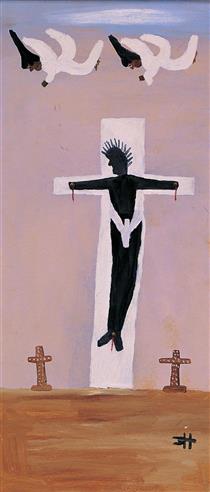 Black Christ on Cross - Clémentine Hunter