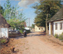 An Elderly Woman in a Village Street - Hans Andersen Brendekilde