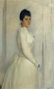 Portrait of Montserrat Carbó - Рамон Касас
