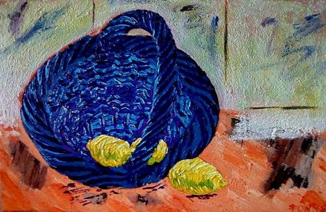 Natureza morta com cesta azul e limões, 2017 - Paulo Fontes
