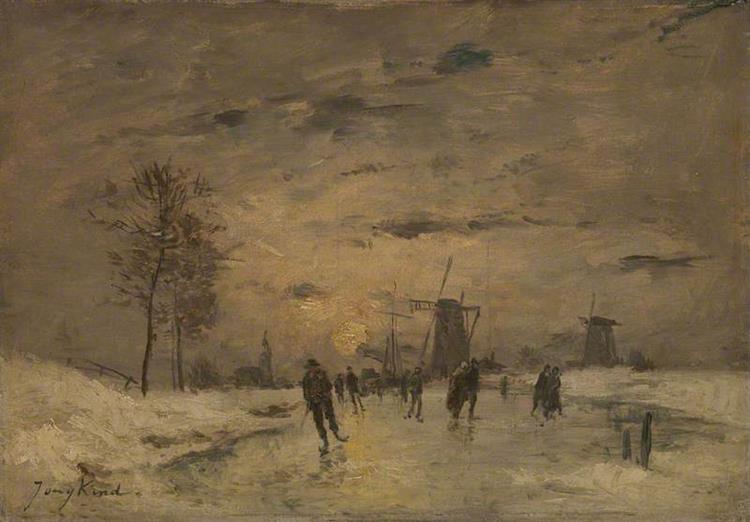 Skating in Holland, c.1890 - Johan Jongkind