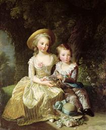 Child Portraits of Marie Therese Charlotte of France, Future Duchess of Angouleme, and Louis Joseph Xavier of France, Premier Dauphin - Louise Elisabeth Vigee Le Brun