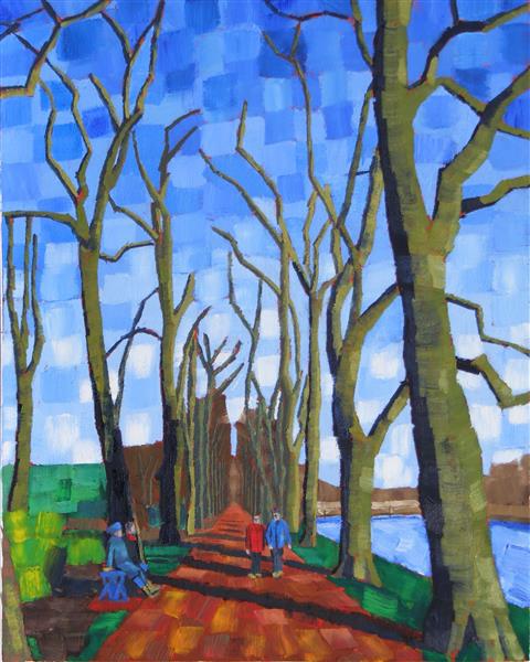 26. Avenham Park After Les Alyscamps 2017 by Anthony D. Padgett (after Van Gogh Arles 1888), 2017 - Anthony Padgett