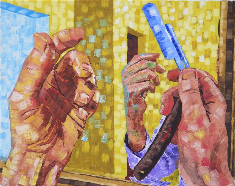 41. Two Hands (Van Gogh Cuts His Ear) 2017 by Anthony D. Padgett (after Van Gogh, Nuenen 1885), 2017 - Anthony Padgett