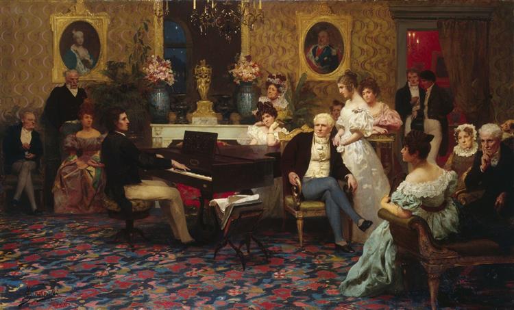 Chopin Playing the Piano in Prince Radziwill's Salon, 1887 - Henryk Siemiradzki