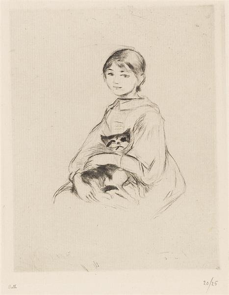 A Young Girl with Cat, 1889 - Берта Моризо