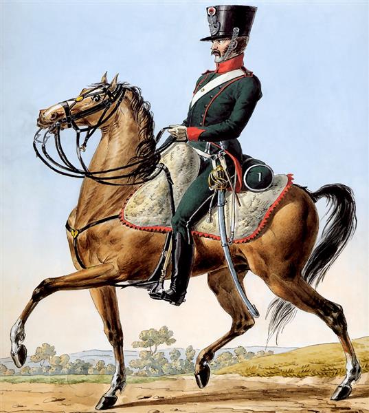 1st Regiment of Chasseurs À Cheval. Part of a Series Chronicling the Uniforms of Napoleon's Grande Armée., 1812 - Carle Vernet
