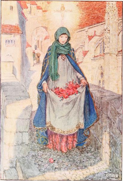 A Shower of Red and White Roses was Scattered over the Ground, 1910 - Eleanor Fortescue-Brickdale