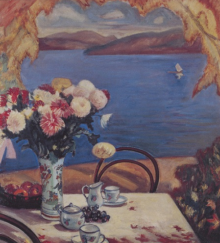 Chrysanthemums (still Life Beside a Lake), 1928 - 藤島武二