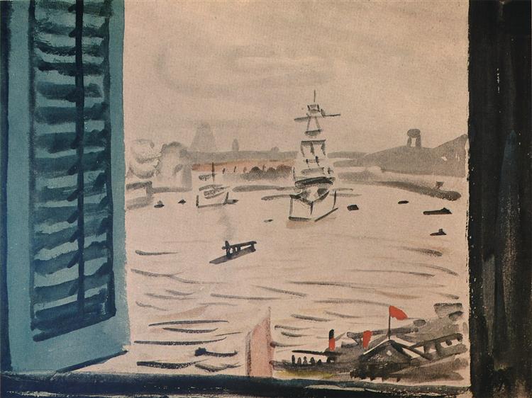 Overlooking the Huangpu River, 1938 - Fujishima Takeji