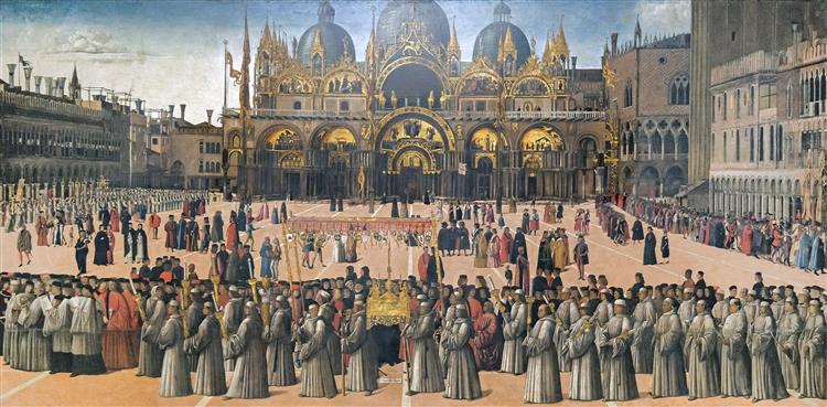 Prozession auf dem Marktplatz, 1496 - Gentile Bellini