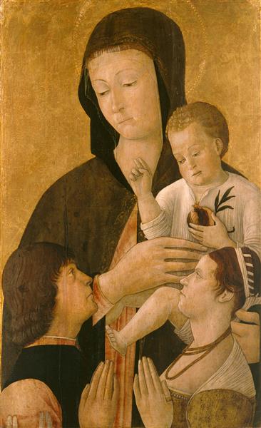 Madonna with child and two donors, c.1460 - Джентиле Беллини