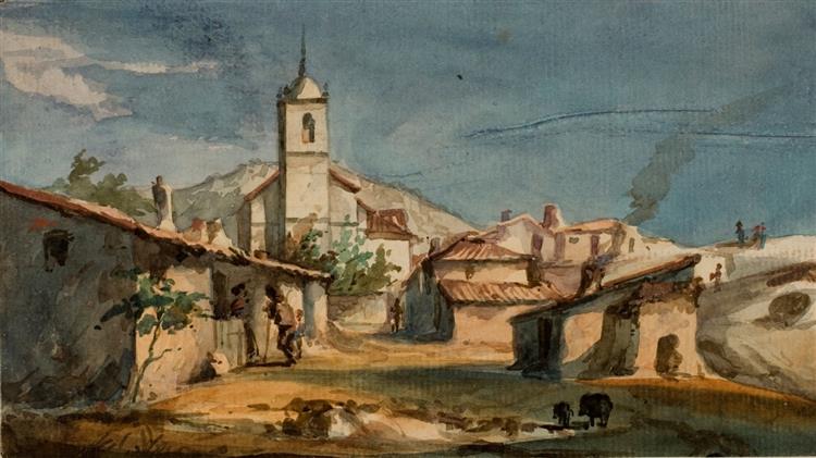 View Of Zarzalejo With The Church Of San Pedro Apóstol, 1858 - Martín Rico y Ortega