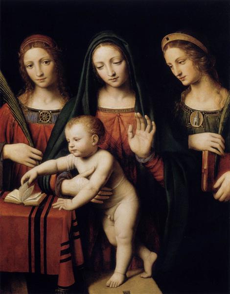 Madonna and Child with Sts Catherine and Barbara, c.1522 - c.1525 - Бернардино Луини