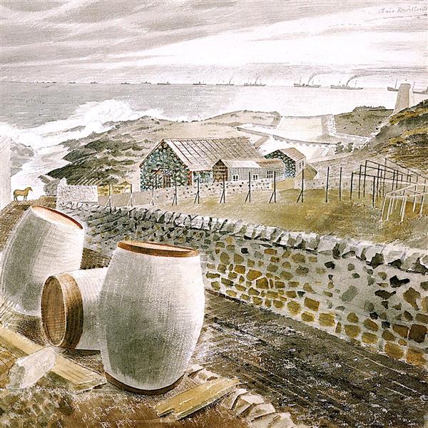 Convoy Passing An Island - Eric Ravilious