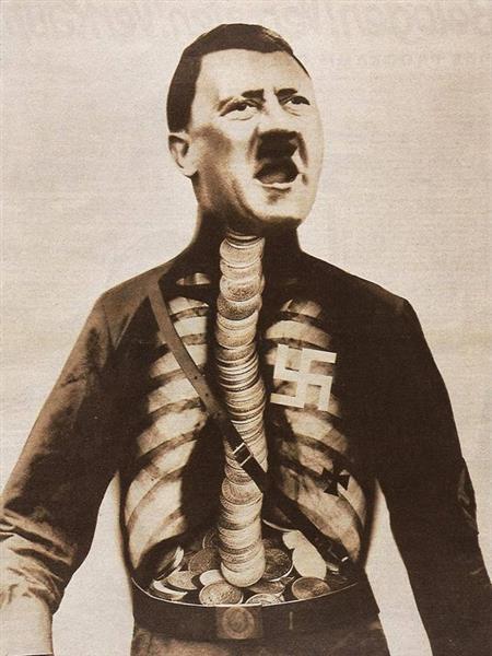 Adolf the Übermensch: Swallows gold and spouts junk, AIZ 11. no. 29, July 17, 1932 - John Heartfield