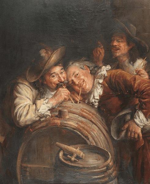 Three men tasting wine - Joseph-Noël Sylvestre
