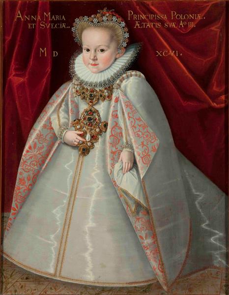 Portrait of Anna Maria Vasa, daughter of King Sigismund III of Poland, 1596 - Мартін Кобер