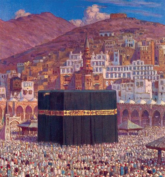 Prayer Around The Sacred Temple Of The Kaâba In Mekka, c.1914 - Étienne Dinet