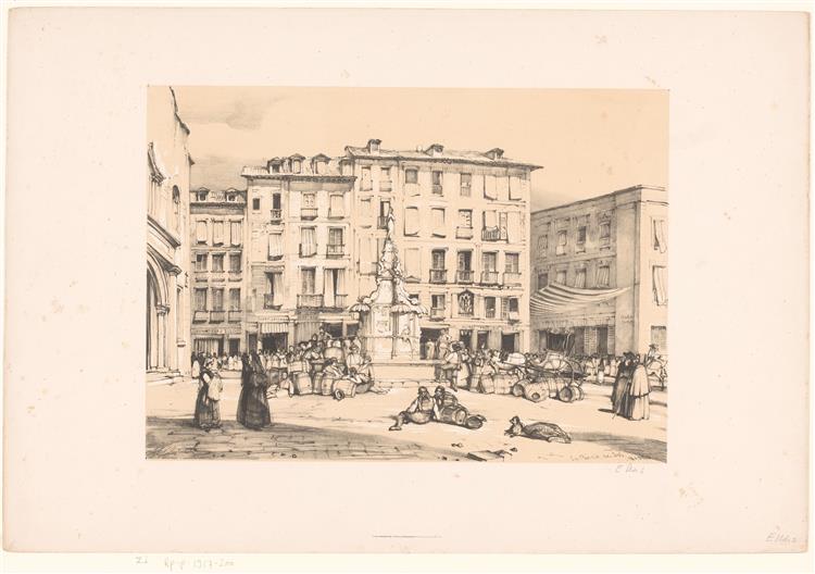Sketches of a trip to Spain: Puerta del Sol, in MadridLa puerta del Sol, Madrid, 1836 - John Frederick Lewis