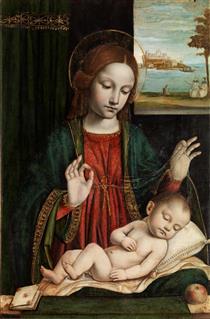 Madonna and Sleeping Child (Madonna of the Veil) - Ambrogio Bergognone