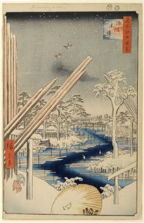 106. The Fukagawa Lumberyards - Hiroshige
