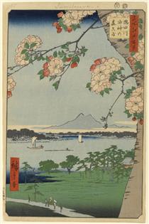 35. Suijin Shrine and Massaki on the Sumida River - Утаґава Хіросіґе