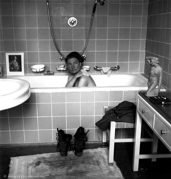 Lee Miller in Hitler’s Bathtub, Hitler’s Apartment, 16 Prinzregentenplatz, Munich, Germany, 1945 - Lee Miller