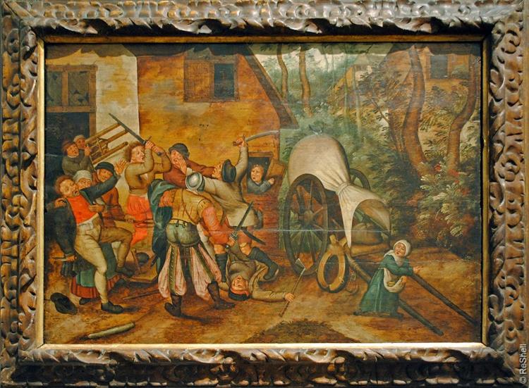 Peasants Fighting with Soldiers - Pieter Bruegel, o Jovem