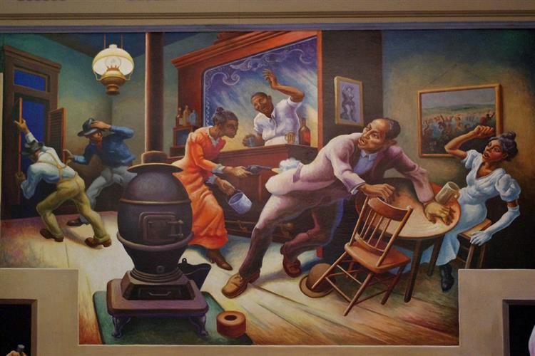 A Social History of the State of Missouri (detail) - Frankie and Johnny, 1936 - Thomas Hart Benton