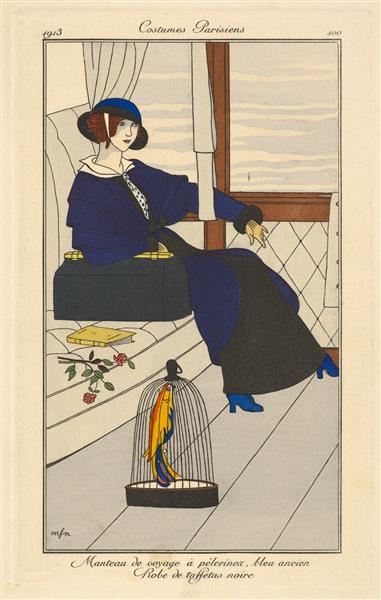 Costumes Parisiens. Manteau De Voyage À Pélerinez, 1913 - Жорж Барбье