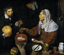 Uma Velha Cozinhando Ovos - Diego Velázquez