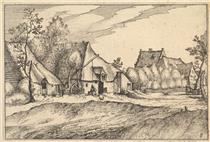 Farms in a Village from Regiunculae Et Villae Aliquot Ducatus Brabantiae - Meister der kleinen Landschaften