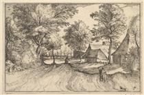 Village Road, plate 4 from Regiunculae et Villae Aliquot Ducatus Brabantiae - Meister der kleinen Landschaften