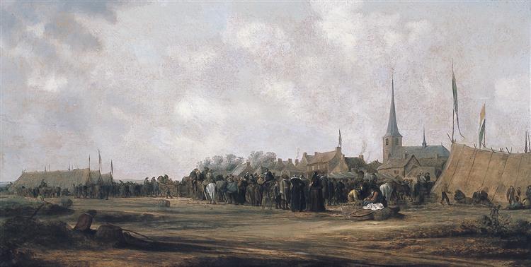 Paardenmarkt Te Valkenburg (Zuid-Holland) - Salomon van Ruysdael