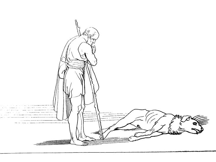 Argos Reconnait Son Maitre Ulysse Et Meurt De Joie. Illustration to Odyssey, 1793 - John Flaxman